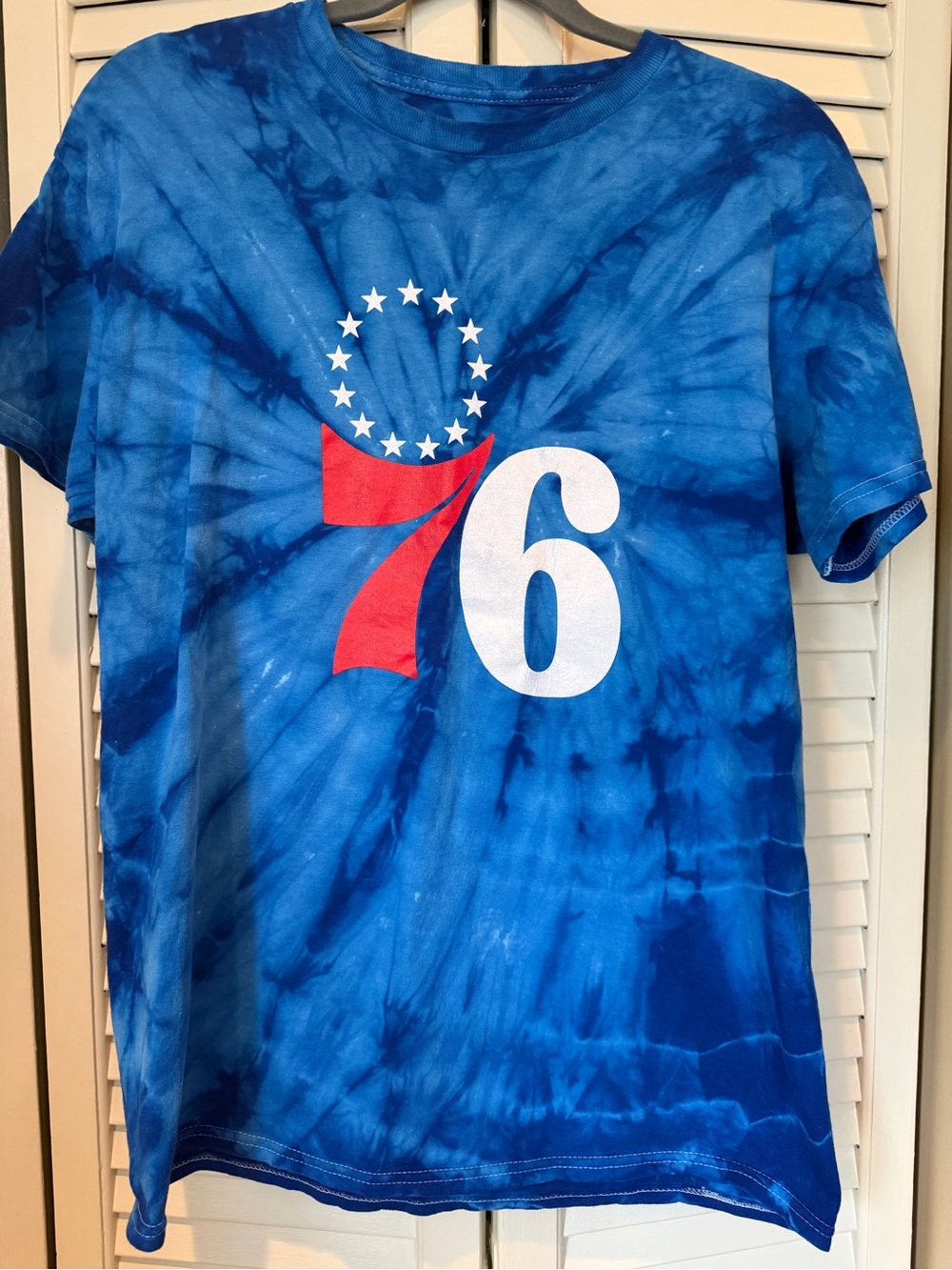 Stitches Blue Graphic Tee with Subtle Tie-Dye